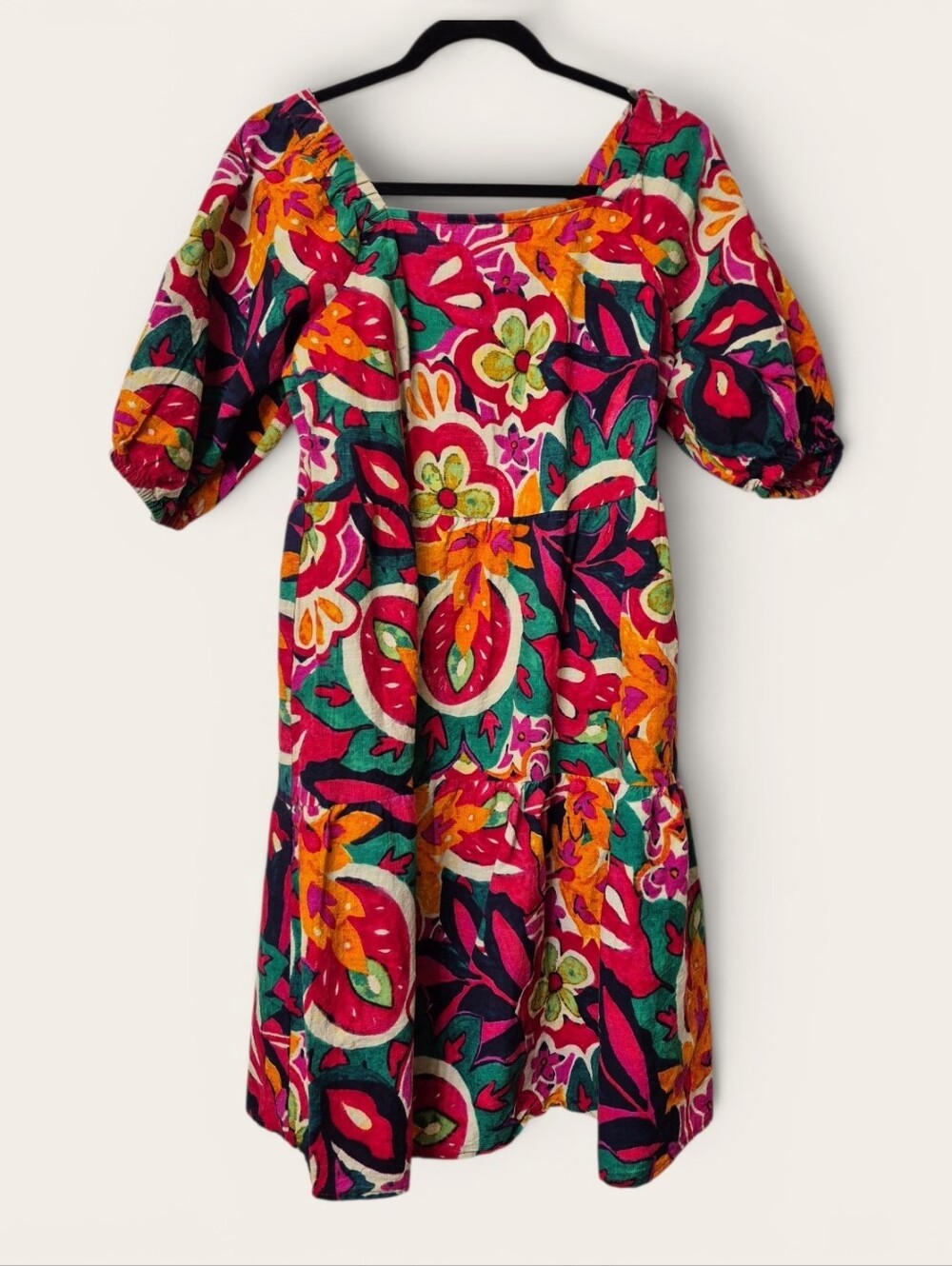 Mlle Gabrielle Multicolor Floral Smocked Dress Pink, Red,Yellow, Green, Blue Med